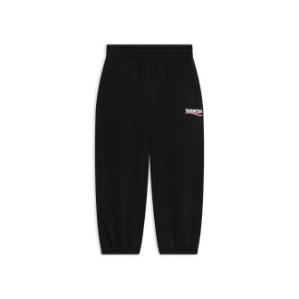 BALENCIAGA KIDS Joggers Political Campaign In Pile Di Cotone Nero