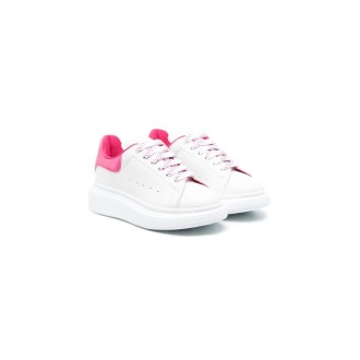 ALEXANDER MCQUEEN KIDS Sneakers Oversize Bianche Con Spoiler In Camoscio Rosa