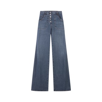 ETRO Jeans Flared Blu Navy Con Ricami