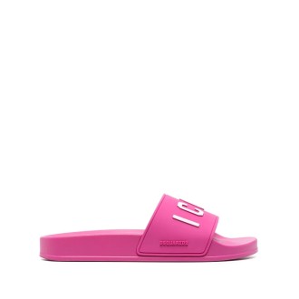 DSQUARED2 Ciabatta In Gomma Fucsia Con Logo Icon