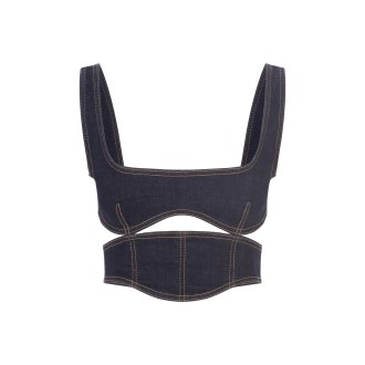 DSQUARED2 Dark Rinse Wash Cut Out Denim Top