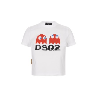 DSQUARED2 Pac-Man Mini T-Shirt In Bianco