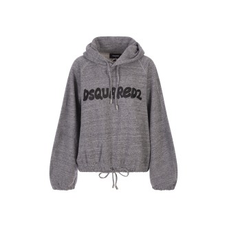 DSQUARED2 Felpa Con Cappuccio D2 Onion Grigia