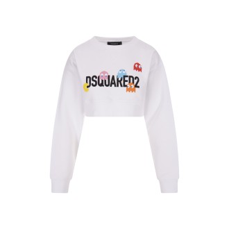 DSQUARED2 Felpa Pac-Man Cropped Cool Bianca