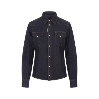 DSQUARED2 Camicia Dark Wash Boxy Western