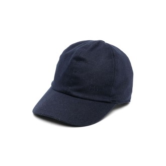 FAY KIDS Cappello Da Baseball In Lana e Cashmere Blu Notte