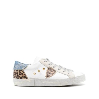 PHILIPPE MODEL Sneakers Paris Low - Denim, Animalier, White and Silver