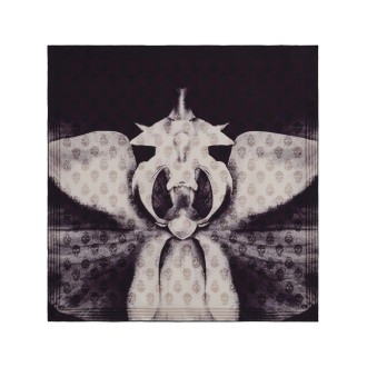 ALEXANDER MCQUEEN Foulard Biker Exploded Orchid In Avorio e Nero