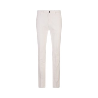 INCOTEX Pantaloni Slim Fit In Doeskin Certificato Bianco