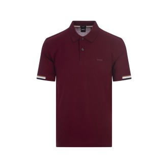 BOSS Polo Regular Fit Rosso Scuro Con Logo Gommato