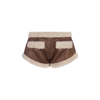 DSQUARED2 Faux Shearling Hot Shorts Marroni