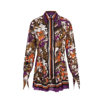 ROBERTO CAVALLI Mini Abito Chemisier Con Stampa Animalier