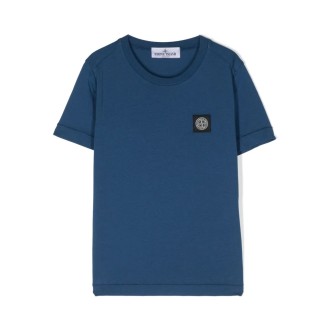 STONE ISLAND JUNIOR T-Shirt Bluette Con Patch Logo