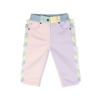 STELLA MCCARTNEY KIDS Jeans Multicolori Con Frange e Design Colour-Block