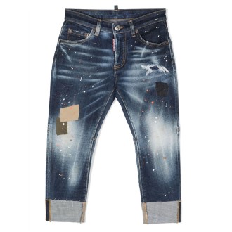DSQUARED2 KIDS Jeans Blu Con Macchie Di Colore