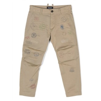 DSQUARED2 KIDS Pantaloni Casual Beige Con Stampe