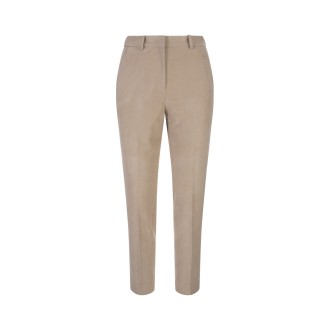 INCOTEX Pantaloni Sartoriali In Tessuto Spigato Beige