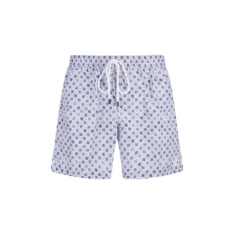 FEDELI Costume Da Bagno Con Pattern Blu di Fiori e Pois