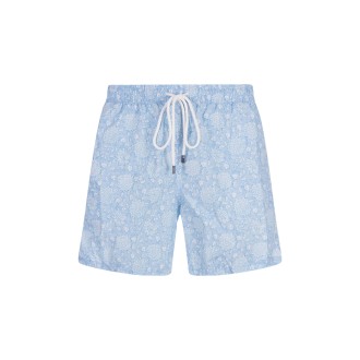 FEDELI Costume Da Bagno Celeste Con Pattern Di Fiori