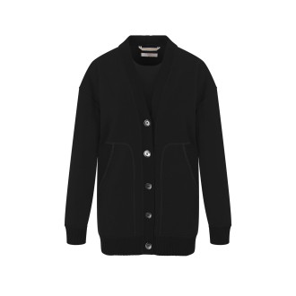 FEDELI Maxi Cardigan Con Bottoni In Cashmere Nero