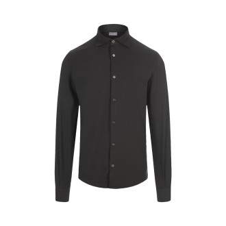 FEDELI Camicia In Cotone Stretch Verde Muschio