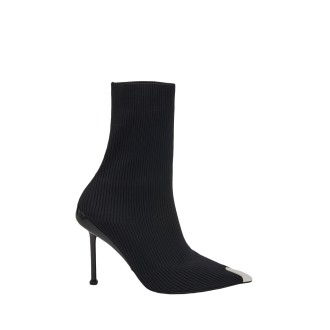ALEXANDER MCQUEEN Stivaletti Slash In Maglia in Nero/Argento