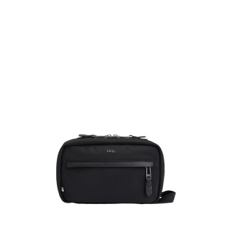 BOSS Beauty Case Nero Con Zip Doppia e Scritta Del Logo