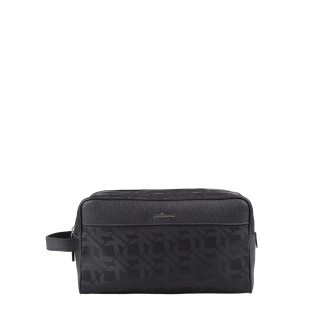 KITON Beauty Case Monogram Nero Con Zip Doppia