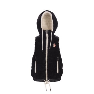 MONCLER GRENOBLE Gilet Imbottito Effetto Teddy Nero