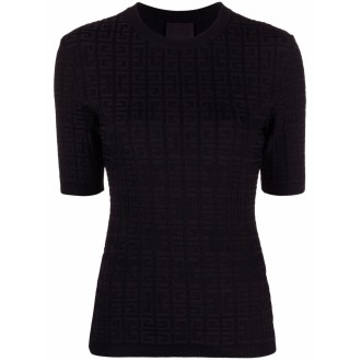 Givenchy Monogram Allover Knitted Short Sleeve Sweater