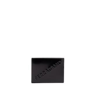 Ferragamo `Embossed Ferragamo` Leather Credit Card Case