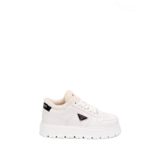 Prada Leather And Shearling Sneakers