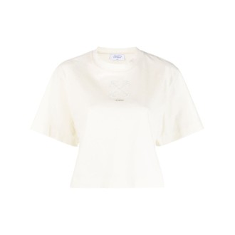 Off White `Small Arrow Pearls` Cropped T-Shirt