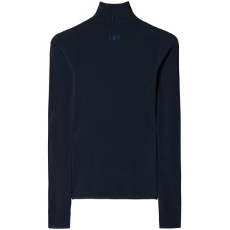 Off White `Slick` Knit Mock-Neck Sweater