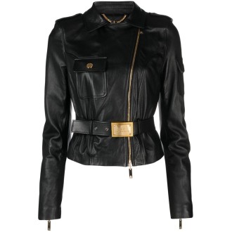 Elisabetta Franchi Leather Belted Jacket