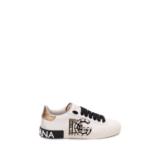 Dolce & Gabbana Leather Vintage Sneakers With Dg Logo
