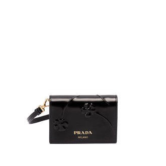 Prada Brushed Leather Crad Holder With Strap