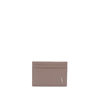 Saint Laurent Tiny `Cassandre` Leather Credit Card Case