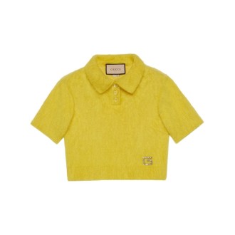Gucci Cropped Short Sleeve Polo-Neck Sweater