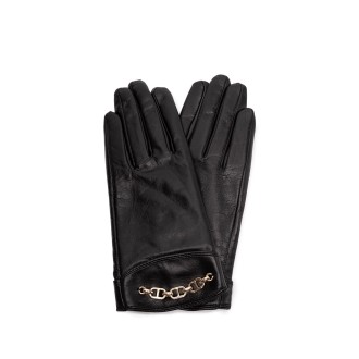 Twin Set Leather Gloves With Chain Logo