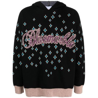 Bluemarble Knitted Rhinestoned Hooded Sweater