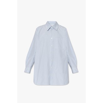 BOTTEGA VENETA Camicia in cotone blu e bianco con motivo a righe