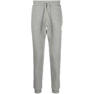 MONCLER Pantaloni sportivi in cotone grigio con patch logo Moncler