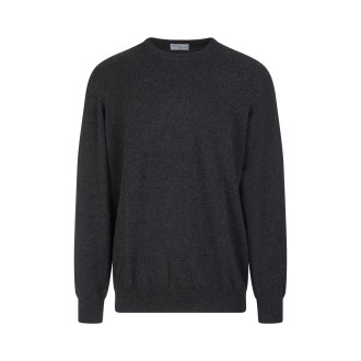 FEDELI Pullover Girocollo In Cashmere Antracite