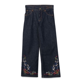 chloe' wide bottom jeans with embroidery
