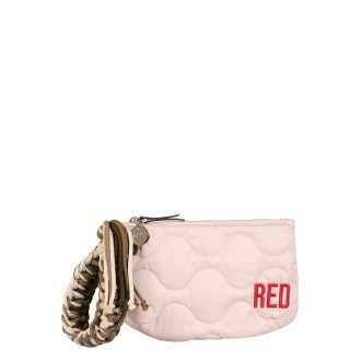 red (v) matelassé nylon bag