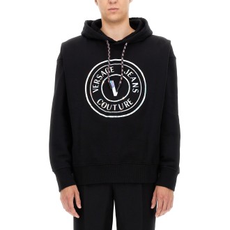 versace jeans couture sweatshirt with laminated logo