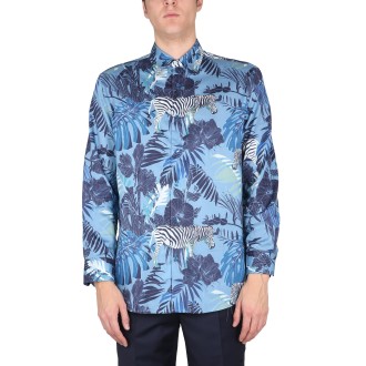 etro foliage and zebra print shirt