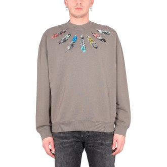 marcelo burlon county of milan collar feather sweatshirt
