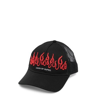 vision of super cap red embroidery flames